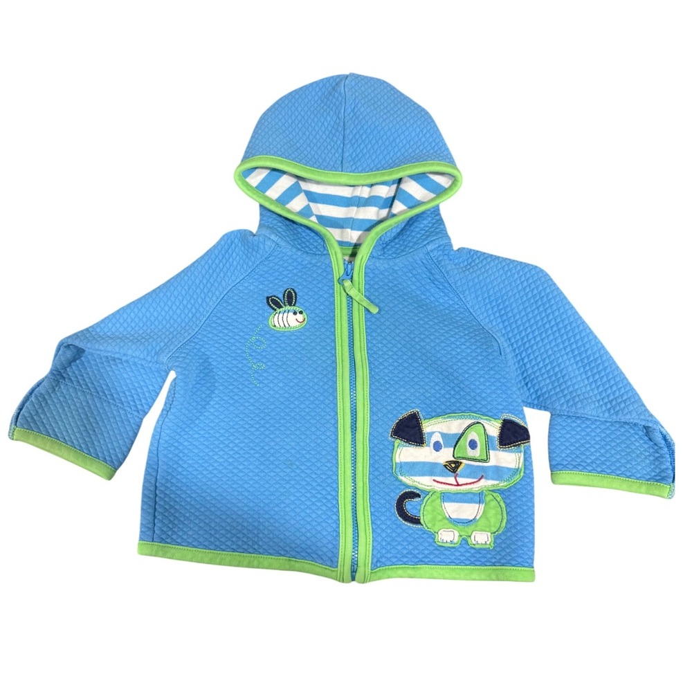 Hanna Andersson Boys Quilted Full Zip Hoodie Sweatshirt Dog Spring  6-12 months